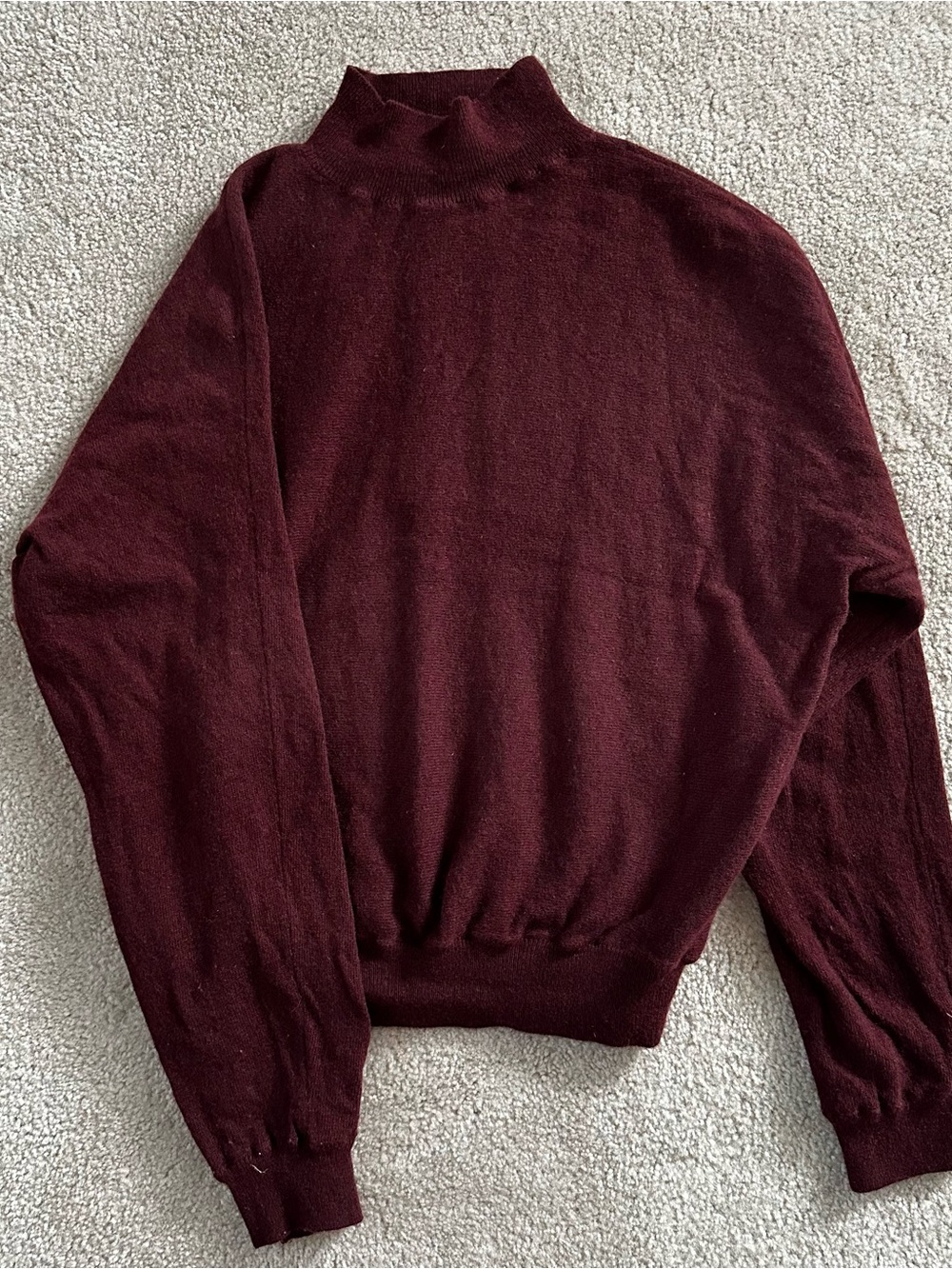 Zara Women's Burgundy Mock Neck Cashmere Sweater